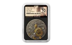 Niue 2023 $5 2oz Silver NGCX MS10 Achilles High Relief Antiqued and Gold Gilded Legendary Warriors Label