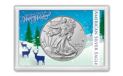 2023 $1 1-oz American Silver Eagle BU w/Happy Holidays Frosty Case