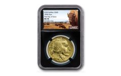 2024 $50 1-oz American Gold Buffalo NGC MS70 First Day of Issue w/Black Core & Buffalo Label 