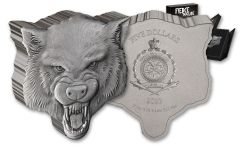 Niue 2023 $5 2oz Silver Fierce Nature Wolf Shaped Antiqued Coin w/ OGP