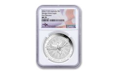 Australia 2024-P $1 1-oz Silver Wedge Tail Eagle NGC MS70 First Releases Exclusive Mercanti Signed Flag Label