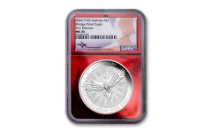 Australia 2024-P $1 1-oz Silver Wedge Tail Eagle NGC MS70 First Releases Red Foil Core Exclusive Mercanti Signed Flag Label