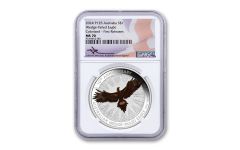 Australia 2024-P $1 1oz Silver Wedge Tailed Eagle Colorized NGC MS70 FR Exclusive Mercanti Signed Flag Label