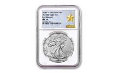 2024(W) $1 1oz Silver Eagle Struck at West Point NGC MS70 First Releases West Point Gold Star Label
