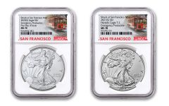 2020–2021(S) $1 1-oz Silver Eagle Type 1 Struck At San Francisco Emergency Production 2-pc Set NGC MS70 First Day of Issue