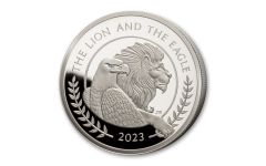 GB 2023 £5 2-oz Silver Lion and Eagle Proof OGP