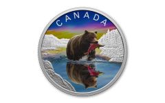 Canada 2024 $20 1oz Silver Wildlife Reflections Grizzly Colorized Proof w/ OGP