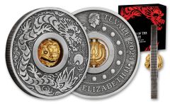 2024 Tuvalu $1 1oz Silver Year of the Dragon Rotating Charm Antique Coin