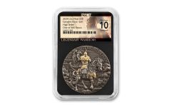 Niue 2024 $5 2oz Silver NGCX MS10 Genghis Khan High Relief Antiqued and Gold Gilded Legendary Warriors Label