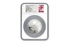 2024 Alderney £20 10-oz Silver Bald Eagle Ultra High Relief Proof NGC PF70UC First Day of Issue w/Jody Clark Signature