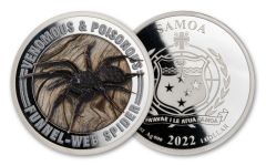 Samoa 2022 $1 Half Oz Silver Venomous and Poisonous Spider Proof Like