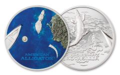 2022 Palau American ALLIGATOR Ultra High Relief 1 oz Silver Colorized Proof $5 Coin GEM Proof OGP