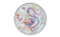AUS 2024 $1 1oz Silver Brisbane ANDA Show Special Lunar Dragon Colorized BU in Coin Card