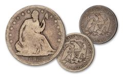 1839–1891-PS Seated Liberty Half Dollar 2-pc Set G–VG 