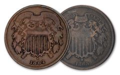 1864–1865 Two-Cent Piece 2-pc Set VG–F