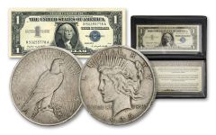 2PC 1922-1957 $1 PEACE AND SILVER CERTIFICATE SET