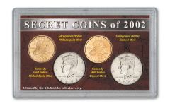 2002 Kennedy Half Dollar & Sacajawea Golden Dollar Secret Coins 2-pc Set