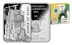 2021 Cameroon 1000 CFA 28.28-gm Silver Tower of Babel Proof