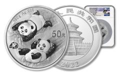 2022 China 150-gm Silver Panda NGC PF70UC w/Shenyang Mint Identification & Huang Signature