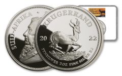 2022 South Africa 2-oz Silver Krugerrand Proof NGC PF70UC First Releases w/Springbok Label
