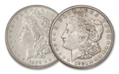 2PC 1878-1921-S $1 MORGAN AU SET