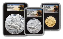 2022 China Silver & Gold Golden Eagle 3-pc Proof Set NGC PF70UC First Day of Issue w/BC & Golden Eagle Label