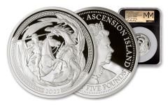 2022 Ascension Islands £25 5-oz Silver Modern Mint Masters Natanya Van Niekerk Proof NGC PF70UC First Day of Issue w/Van Niekerk-Signed Label