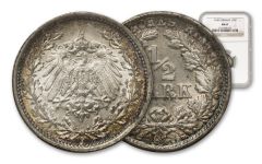 GER 1918 1/2 MARK SILVER NGC MS67