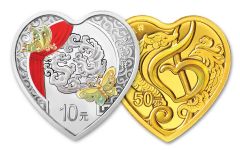 2022 China Gold & Silver Auspicious Love Heart-Shaped 2-pc Proof Set