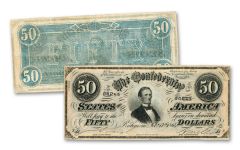 $50 1864 CONFEDERATE JEFFERSON DAVIS NOTE VF