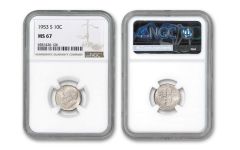 1953-S 10 CENT ROOSEVELT NGC MS67