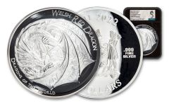 2022 Fiji $15 Kilo Silver Welsh Dragon Proof NGC PF70UC First Day of Issue w/Black Core