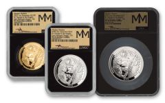 3PC 2022 Ascension Islands Modern Masters Mercanti Gold & Silver Set NGC PF70 FDI Signed Label