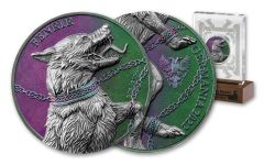 2022 Germania Mint 2oz Silver Germania Beasts Fenrir UHR Ennobled UV Effect Antique Medal w/OGP