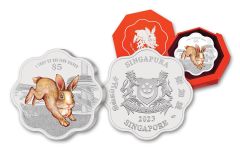 2023 Singapore $5 1-oz Silver Lunar Year of the Rabbit Colorized Proof