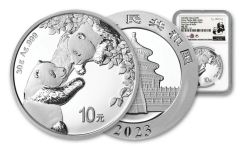 2023 China 30-gm Silver Panda NGC MS70 First Day of Issue Struck at Shanghai Mint w/.999 Silver Tong Fang Signature Label