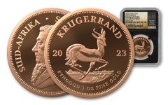 2023 South Africa 1-oz Gold Krugerrand NGC PF70UC First Day of Production 1 of First 161 Struck w/Black Core & Honey Signature