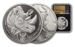 2022 South Africa 1-oz Platinum Big 5 Series II Rhino NGC PF70UC First Day of Issue w/Black Core & Honey Signature
