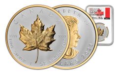 Canada 2023 Ultra High Relief Maple Leaf 1oz Silver Gilt Reverse Proof $20 Coin NGC PF70 FDP Taylor Signed Label