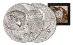 Mongolia 2023 Falcon Ultra High Relief 1oz Silver Proof Coin in OGP
