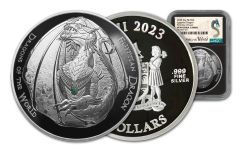 2023 Fiji $2 2-oz Silver Egyptian Dragon Proof NGC PF70UC First Day of Issue