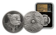 2023 South Africa 1-oz Platinum Big 5 Series II Leopard NGC PF70UC First Day of Issue w/Honey Signature