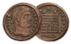 Ancient Roman 306-337 Bronze Centenionalis Constantine I - Camp Gate AU