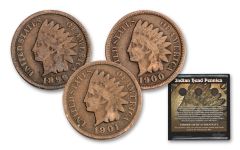 3PC 1899-1901 Indian Head Cent - Turn of the Century Wallet Set
