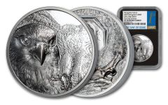 Mongolia 2023 Falcon Ultra High Relief 2oz Silver Black Proof Coin NGC PF70 BC FDI