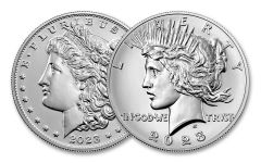 2-Coin Set 2023(P) Silver Morgan Dollar & Peace Uncirculated w/OGP