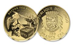 CG 2023 100 FRANCS CFA 1/2G GOLD US BOSTON TEA PF  
