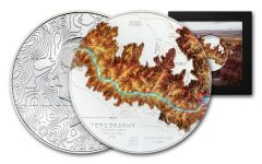  Cook Islands 2023 $25 5oz Silver Topography Grand Canyon Proof w/ OGP