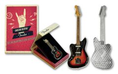 2 Piece Solomon Islands 2024  $2 1oz Silver Fender Jaguar Guitar and Twin Reverb Amp Shaped Coin Set w/OGP 