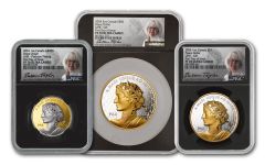 Canada 2024 Peace Dollar Ultra High Relief Gold & Silver 3-Coin Set NGC PF70 UC FDI Exclusive Taylor Signed Label